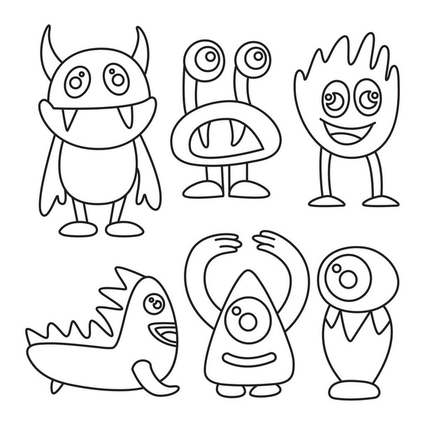 komik ve karalama canavarı karakter çizimi teması - Vektör, Görsel