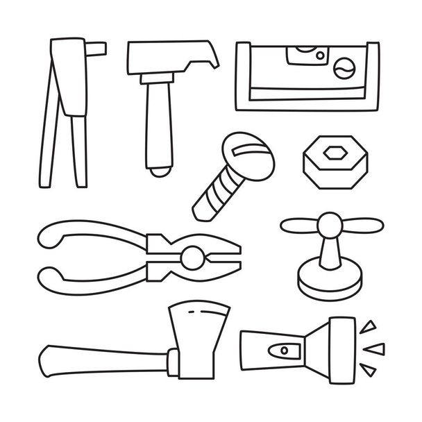 tools hand drawn doodle line design - Vektör, Görsel