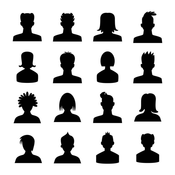 lidská avatar ikony set silueta téma - Vektor, obrázek