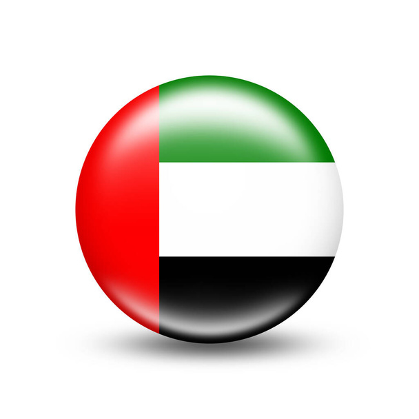 Bandeira do país dos Emirados Árabes Unidos na esfera com sombra branca ilustração
 - Foto, Imagem