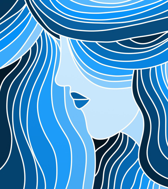 Abstract face of woman with blue - Фото, изображение
