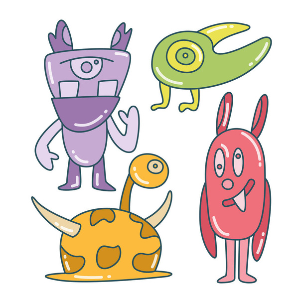 lindo y divertido doodle monstruo carácter color diseño tema
 - Vector, imagen