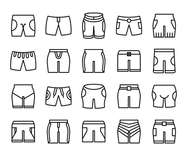 ícones shorts definir design de linha
 - Vetor, Imagem