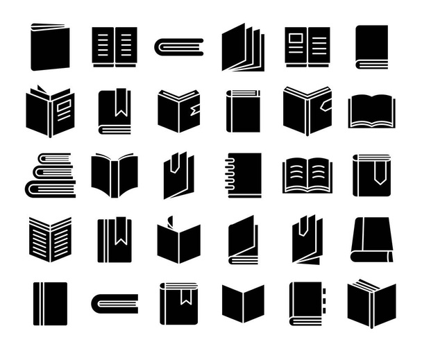 livres icônes définir glyphe thème de conception
 - Vecteur, image