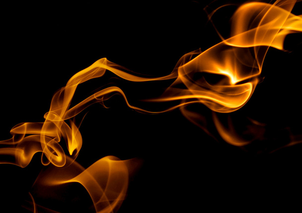Fire flames on black background - Photo, Image