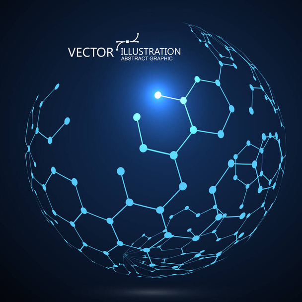 Molecular structure composed of spheres, abstract graphic design. - Vecteur, image