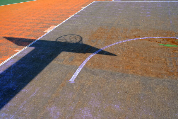 Basketball Court with Hoop Shadow. - Photo, Image