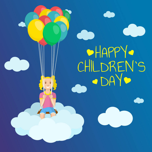 Vector Illustration on the theme Children`s day. For a poster or banner - Vektor, kép