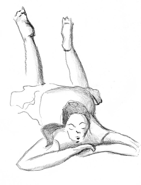 Ручной рисунок лживой девушки - Фото, изображение