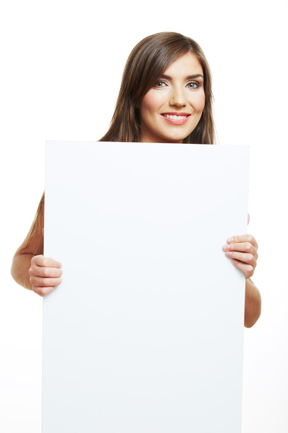 Woman with blank board - Foto, afbeelding