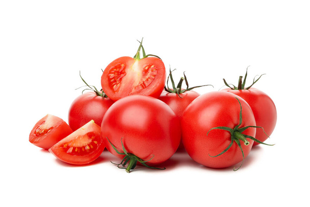 Fresh ripe tomatoes isolated on white background - 写真・画像
