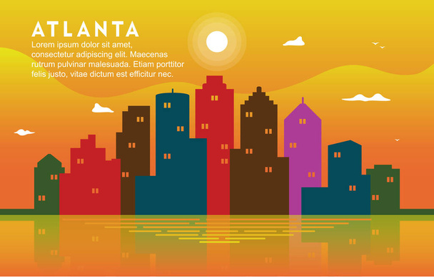 Atlanta Georgia City Building Cityscape Skyline Dynamiczne tło Ilustracja - Wektor, obraz