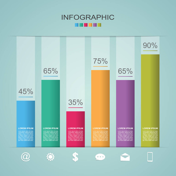 Wykres słupkowy Wykres Kroki Wykres Statystyczny Infografika przedsiębiorstwa - Wektor, obraz