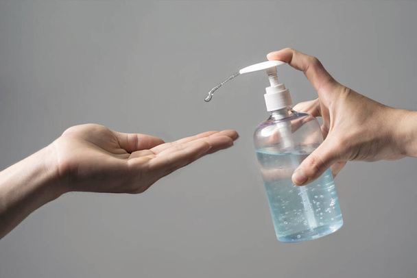 Washing hands with stop motion alcohol gel or soap sanitizer anti virus bacteria, dirty skin care hygiene concept. prevent the spread of germs and avoid infections corona virus at home. - Photo, image