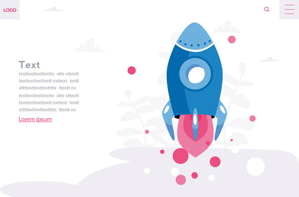 flying rocket, vector illustration with space for text - Vector, Image