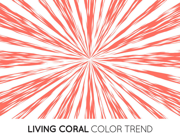 Coral Trendy Color Sun Rays or Explosion Boom for Comic Books Radial Background. Vector. - Vector, Image