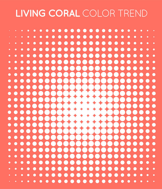 Coral Trendy Color Circle σε Halftone, Halftone Dot Pattern, Διάνυσμα Εικονογράφηση. - Διάνυσμα, εικόνα