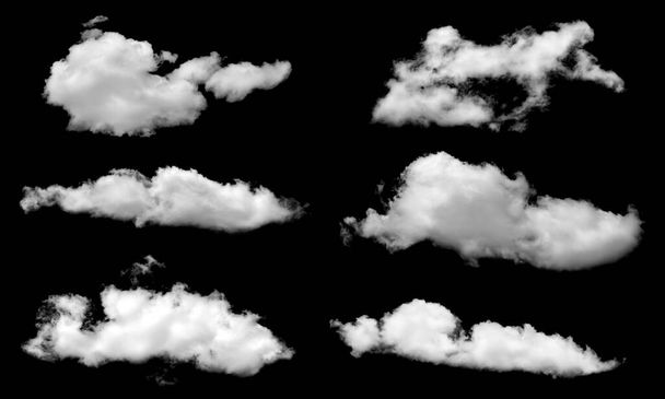 Set fehér felhők elszigetelt fekete háttér. - Fotó, kép