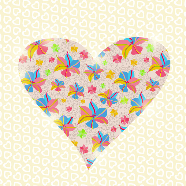 çiçek kalp davet Sevgililer günü kartı - Vektör, Görsel
