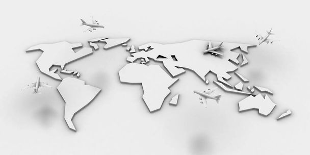 Globale Weltkarte des Luftverkehrs, 3D-Rendering - Foto, Bild