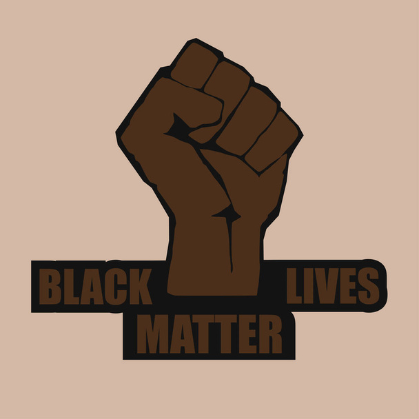 Black lives matter and black hand protesting, stop racism. Fist raised up for standing up for equal rights. Protests against racism in America. Modern vector in flat style. New movement - Vector, Image
