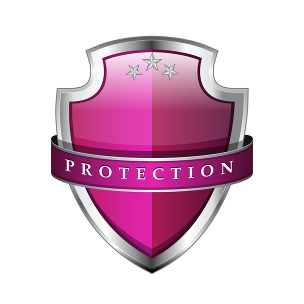 Glossy Shiny Protection Pink Shield Icon - Vector, Imagen