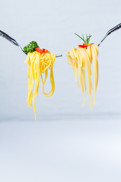 pasta angel hair and spaghetti on fork - Photo, Image