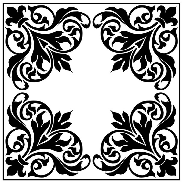 Рамка в классическом стиле с кудряшками Дамаска, векторная иллюстрация для различного дизайна
 - Вектор,изображение