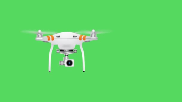 Drone Quadcopter zöld képernyőn, szállítás Drone Flying a háttérben zöld képernyőn - Felvétel, videó