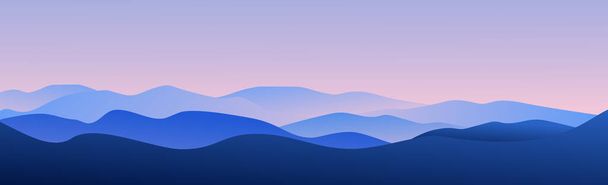 Panoramic landscape of mountains and sunset - Vector illustration - Vector, Image