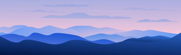 Paisagem panorâmica de montanhas e pôr do sol - Ilustração vetorial
 - Vetor, Imagem