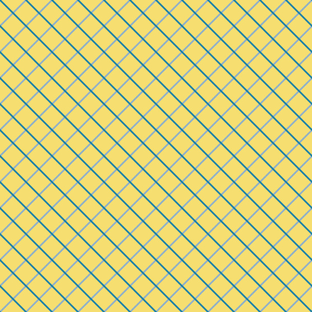 単純な格子格子ベクトルシームレスパターンの背景。青と黄色の最小限の背景。幾何学的斜めのクロスデザイン。繊維、紙、包装のための印刷全体にカラフルな現代 - ベクター画像