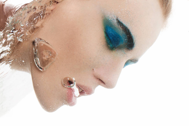 Underwater close up portrait of a woman with make up  - Zdjęcie, obraz