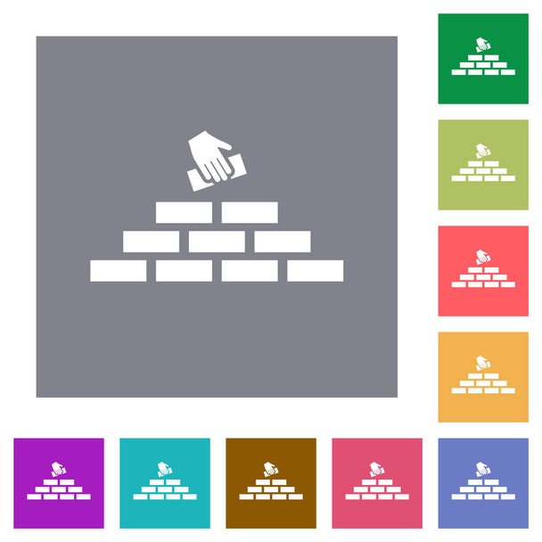 Építőipar lapos ikonok egyszerű színes négyzet hátterek - Vektor, kép