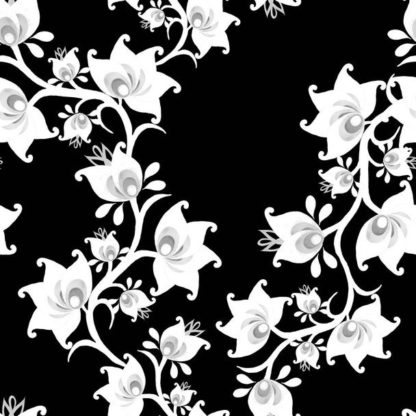 Abstract seamless pattern with stylized watercolor flowers. Ornamental background based on ethnic asian patterns.  - Foto, immagini