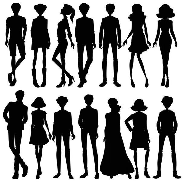 Set di silhouette persone personaggio illustrazione
 - Vettoriali, immagini