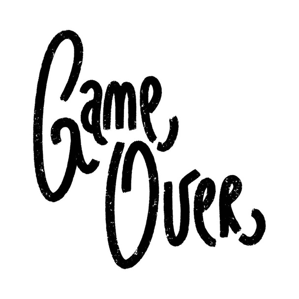 Game Over Logo. Grunge postcard or poster with hand-drawn phrase. - Vektör, Görsel