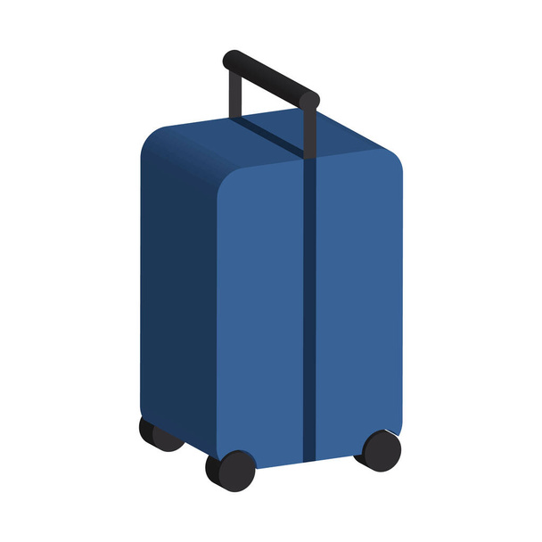 blue suitcase on wheels with a handle. 3D style. - Vetor, Imagem