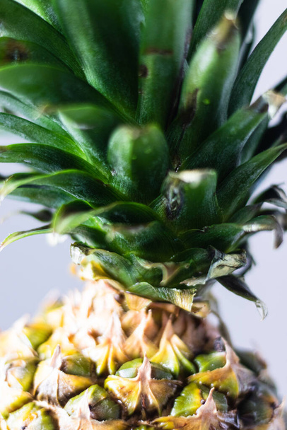 Ripe fresh pineapple closeup with leaves. Tropical - Photo, Image