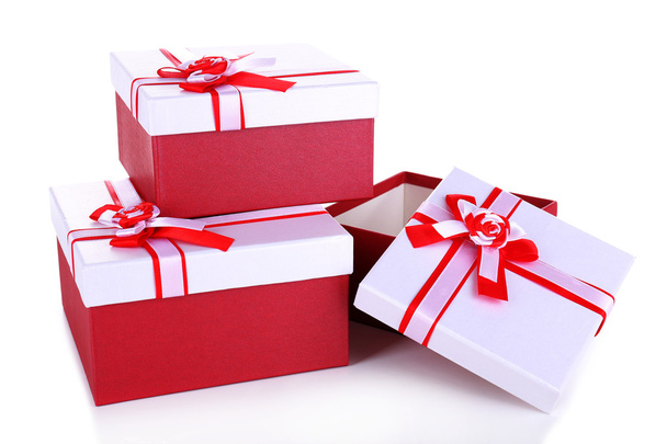 Beautiful gift boxes isolated on white - Foto, afbeelding