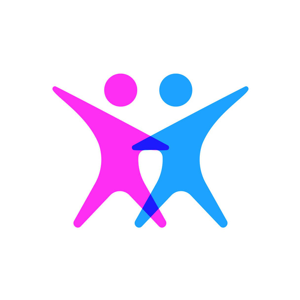 Paar mannelijke vrouwelijke menselijke pose overlay kleur vector - Vector, afbeelding