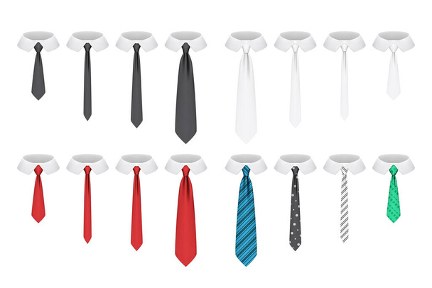 Set of realistic ties isolated on white background, vector illustration - Vecteur, image