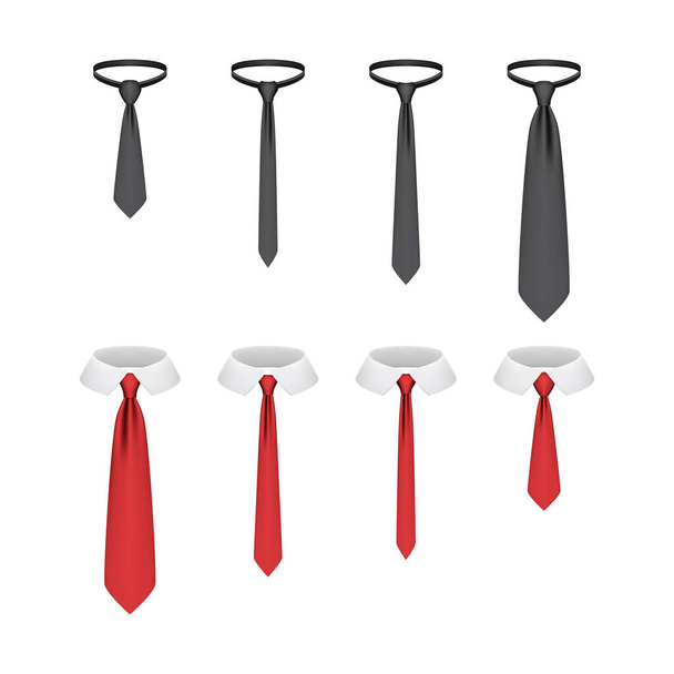 Set of realistic ties isolated on white background, vector illustration - Vector, Imagen