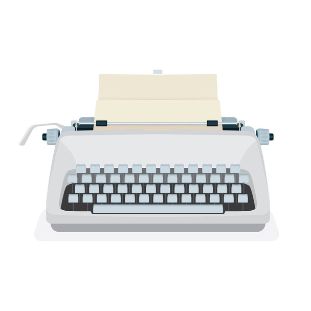 Typewriter. Realistic vintage typewriter front view vector illustration. Part of set. - Vector, afbeelding