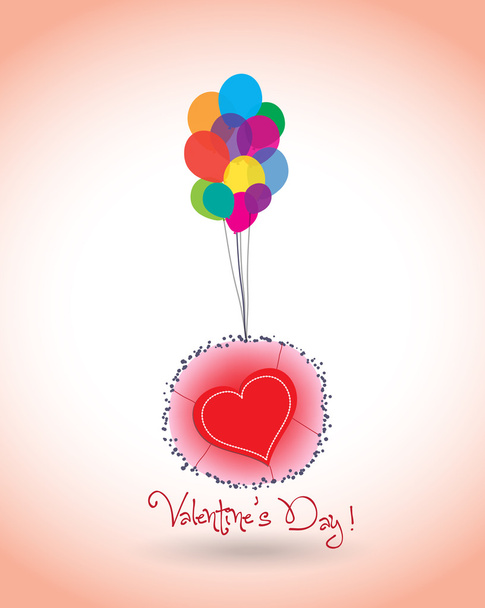 Happy valentine balloons and heart - Vektör, Görsel