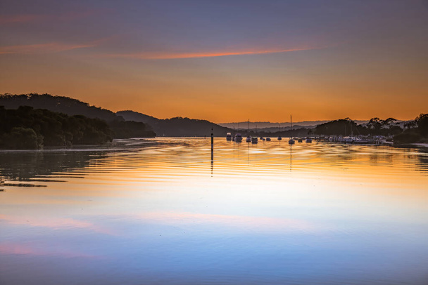 Peaceful Sunrise Waterscape at Woy Woy Waterfront on the Central Coast, NSW, Australia. - Fotó, kép