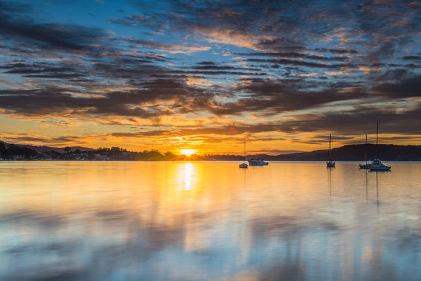 Colourful Clouds and Sunrise from Koolewong Waterfront on the Central Coast, NSW, Australia. - Fotoğraf, Görsel