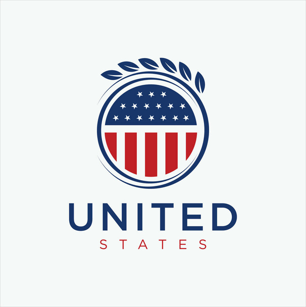 アメリカ合衆国ロゴデザインベクター株式会社。アメリカの国旗をウサで製作。アメリカのロゴ。アメリカ国旗ロゴ - 写真・画像