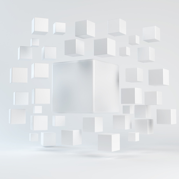 Formas geométricas brancas abstratas de cubos
 - Foto, Imagem