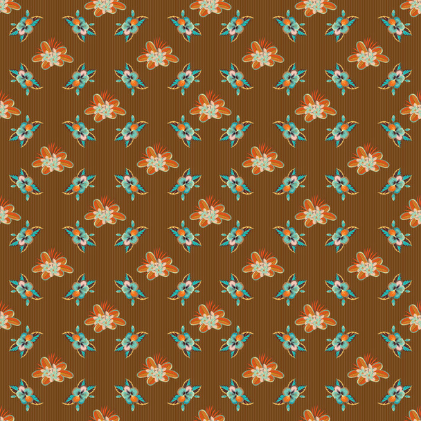 Απρόσκοπτη απεικόνιση Διανυσματική απεικόνιση. Απρόσκοπτη τροπικό λουλούδι, πράσινο, γκρι και καφέ μοτίβο ιβίσκου. - Διάνυσμα, εικόνα
